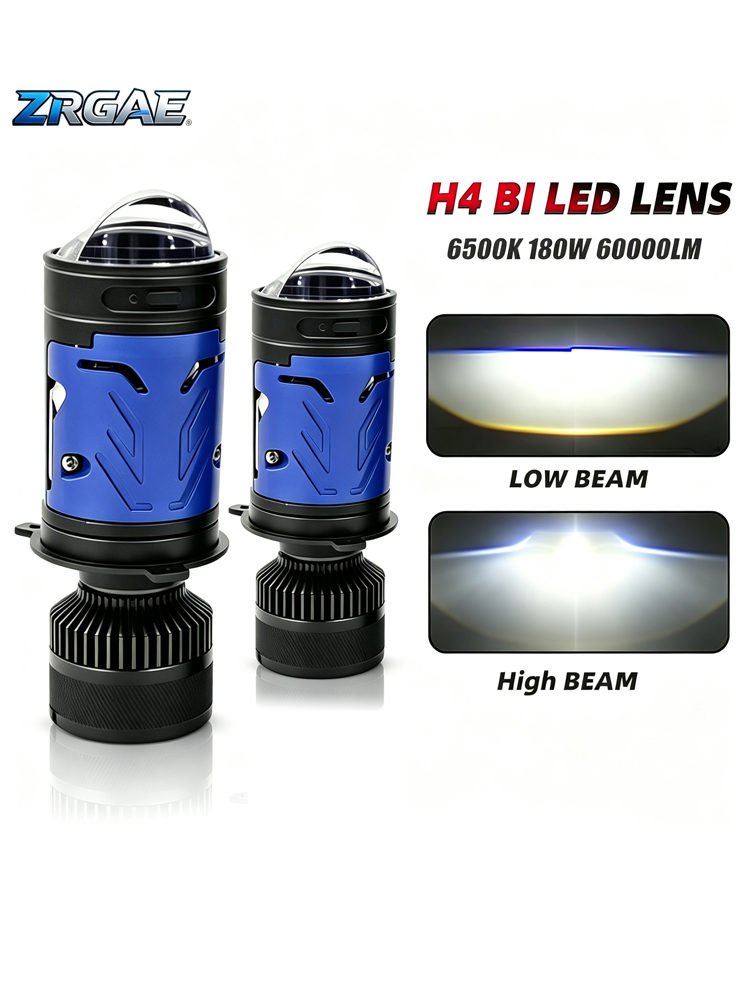 Universal Motorcycle Led Headlight Projector - 2 Stück H4 Bi-Mini-LED-Projektorlinsen-Autobirnen-Scheinwerfer-Turbolampen mit Lüfter,