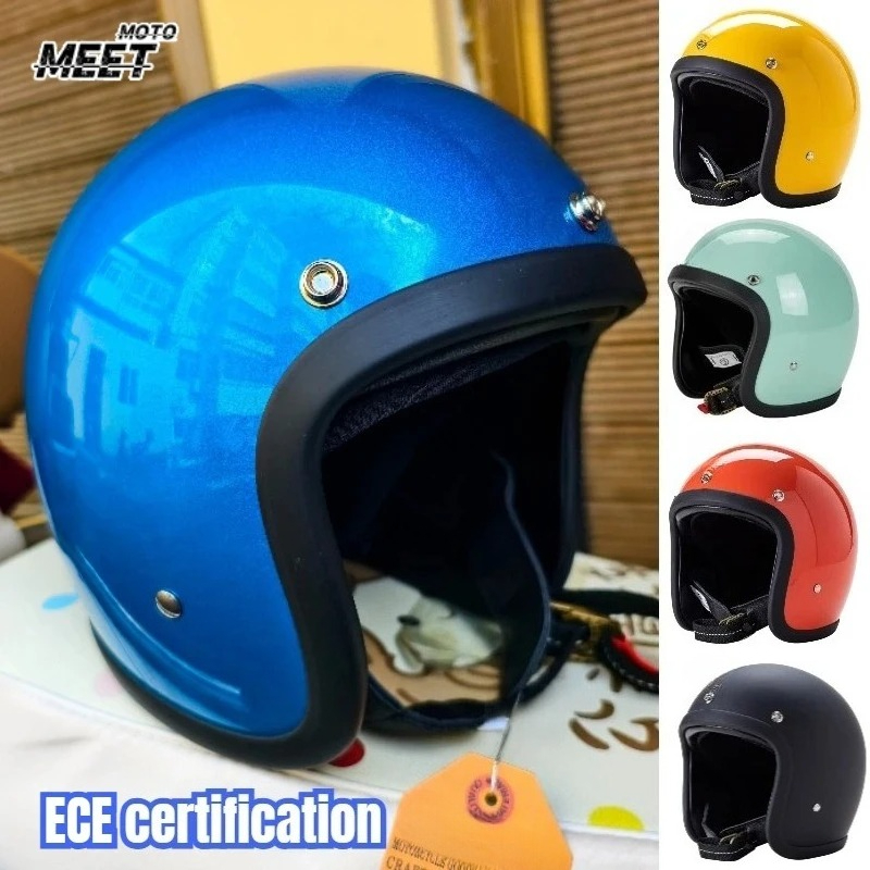 Vintage Open Face Retro Helmet - Japanischer Korea-Stil Open Face Motorradhelm Vintage