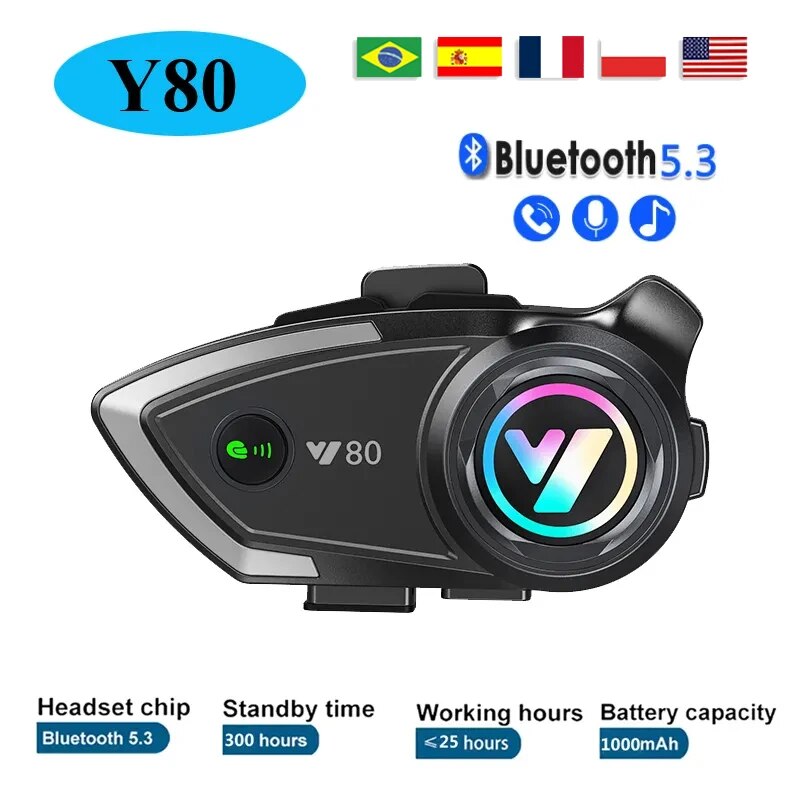 Full Face Motorcycle Helmet With Bluetooth - Y80 motorrad helm bluetooth headset wireless