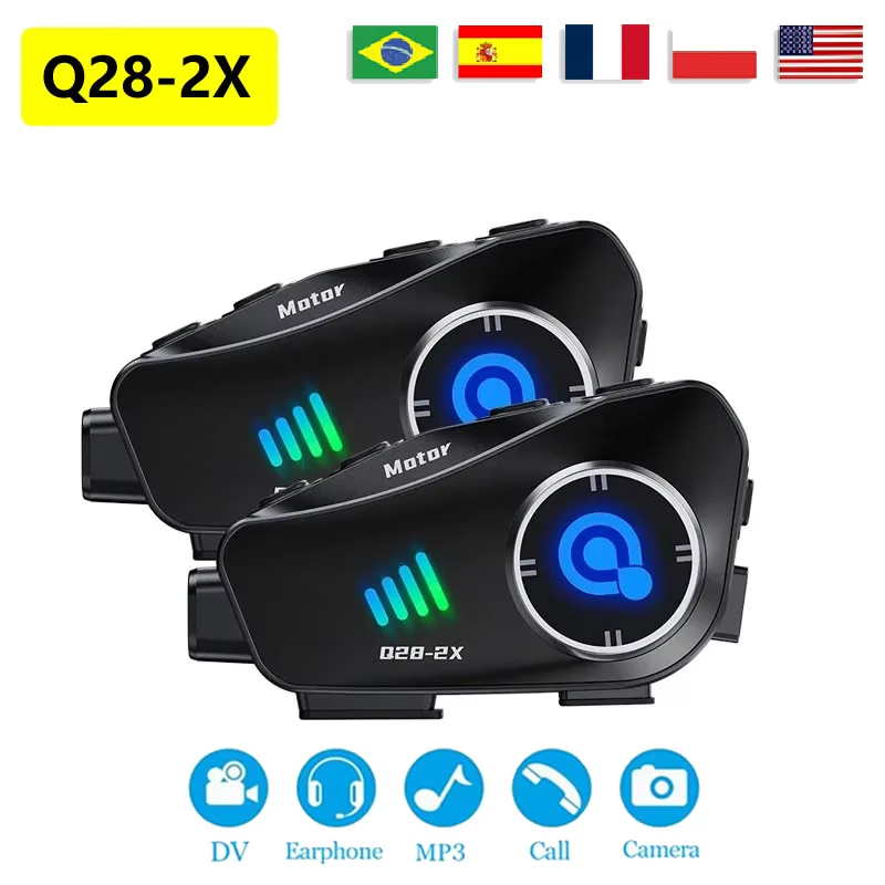 Universal Motorcycle Helmet Intercom Headset - Der neue Q28-2X Motorradhelm Bluetooth-Gegensprechanlage 2-Personen-Gegensprechanlage